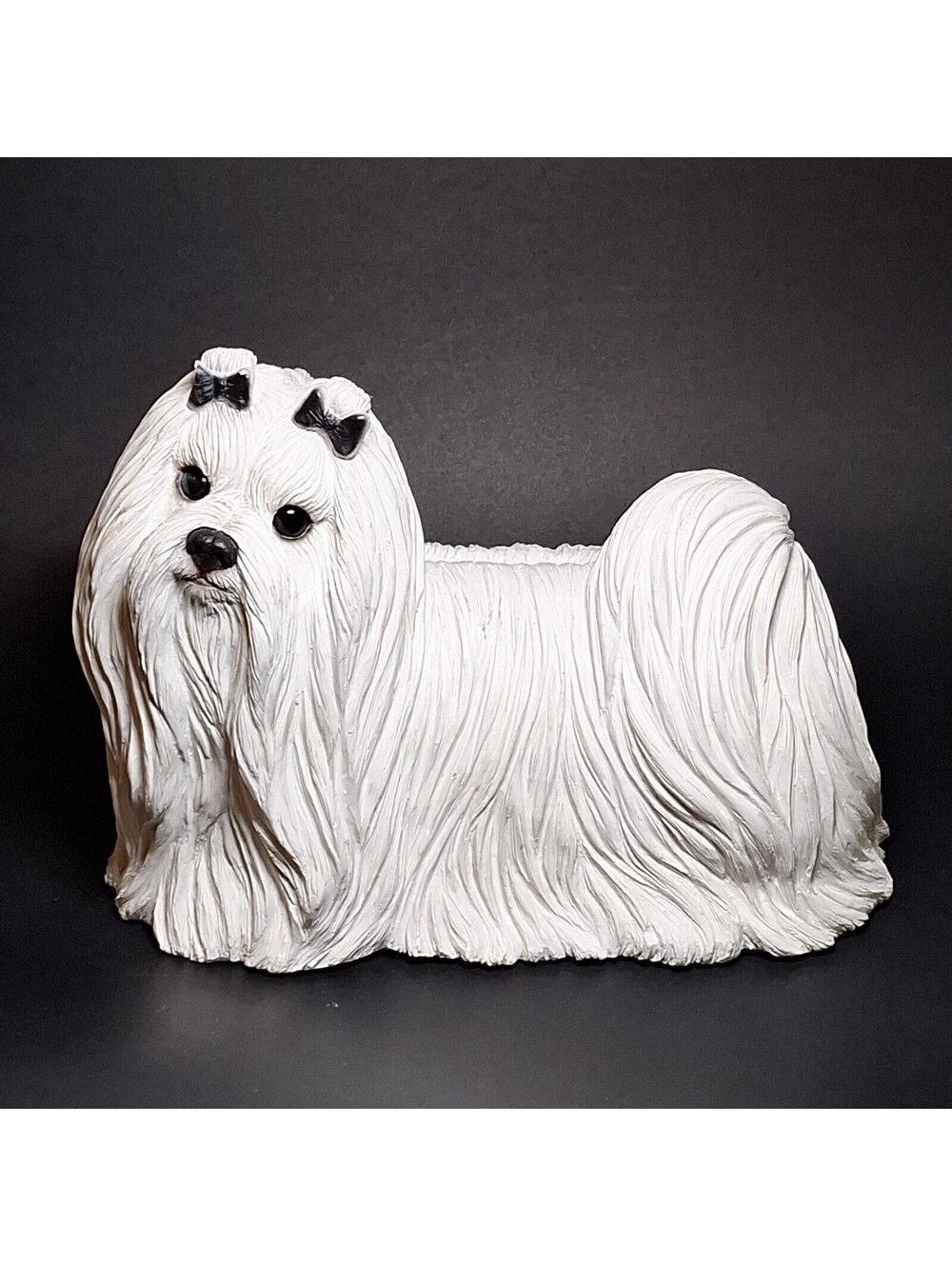 Vintage 1987 Sandicast Maltese Dog Figurine 157 Sandra Brue Signed Large USA